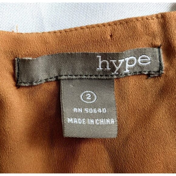 Anthropologie HYPE 100% Silk Yellow Feather Print Summer Boho Mini Dress Size 2 - Picture 3 of 8